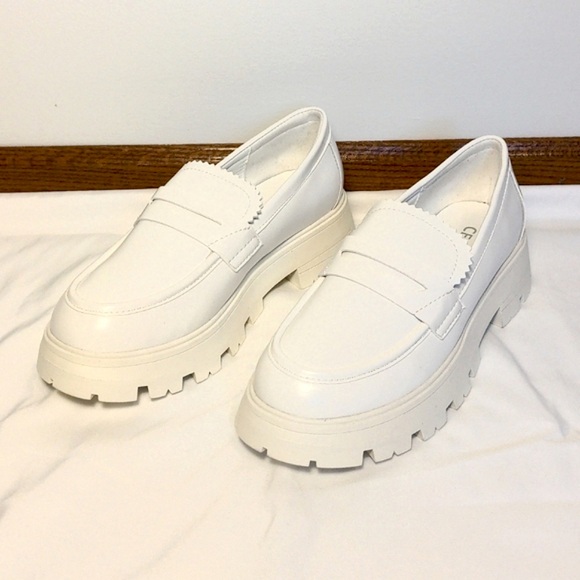 White Platform Clogs Mules Lug bottom slip on penny loafers size 7 - Picture 1 of 8